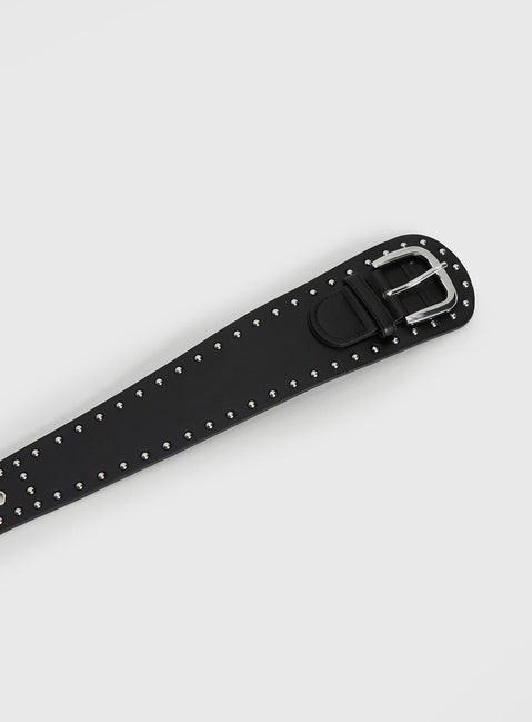 Main Thing Faux Leather Studded Belt Black / Silver