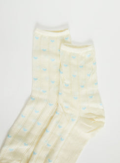 Averee Ribbed Heart Socks Yellow / Blue