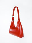 Faux leather shoulder bag Fixed shoulder strap, zip fastening, silver-toned hardware, flat base