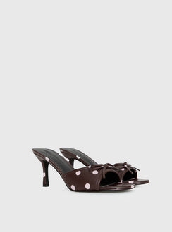 Etiquette Peep Toe Heels Brown / Pink Polka