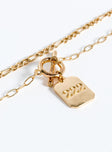 Gold-toned necklace Two fixed chains - these cannot be worn separately, drop charms, lobster clasp fastening
