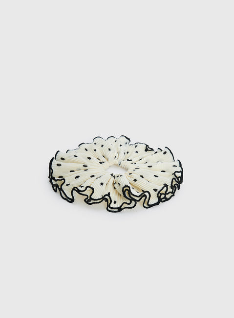 Greatest Gift Scrunchie White Polka