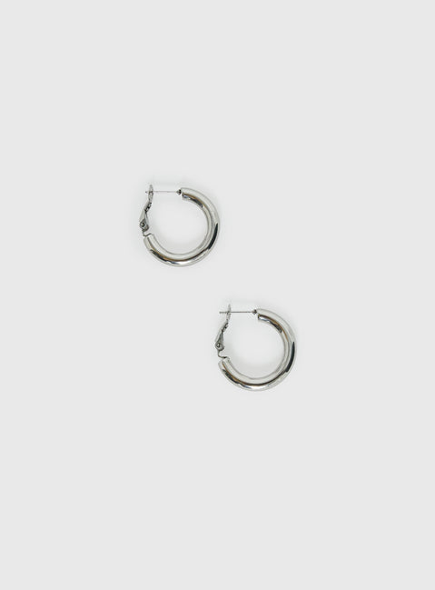 Tindra Stainless Silver 25mm Hoop Earrings Silver