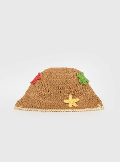 Blossomia Rattan Bucket Hat Tan