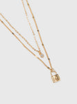 Santino Lock Necklace Pack Gold