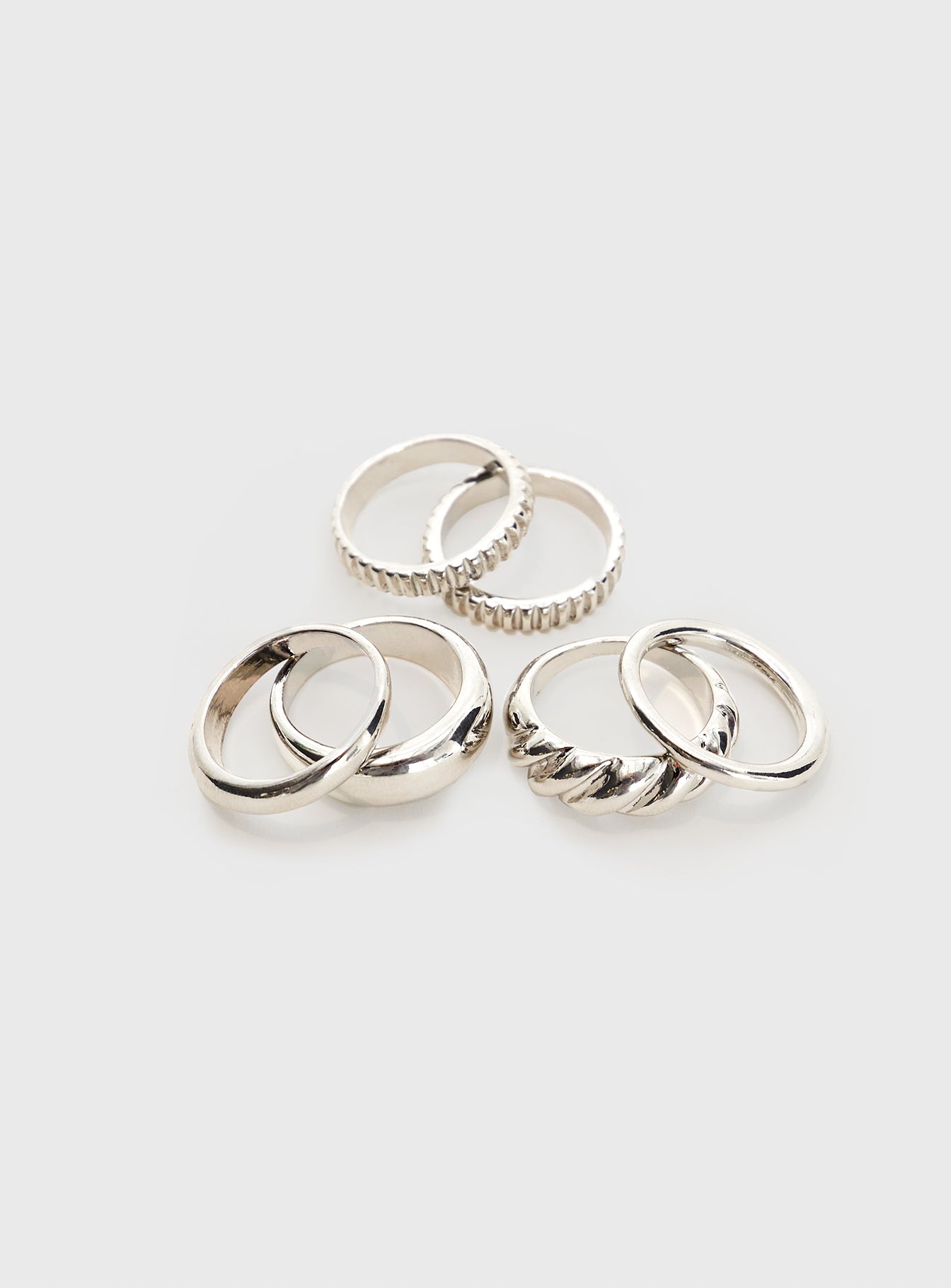 Silver-toned ring pack Pack of six, lightweight