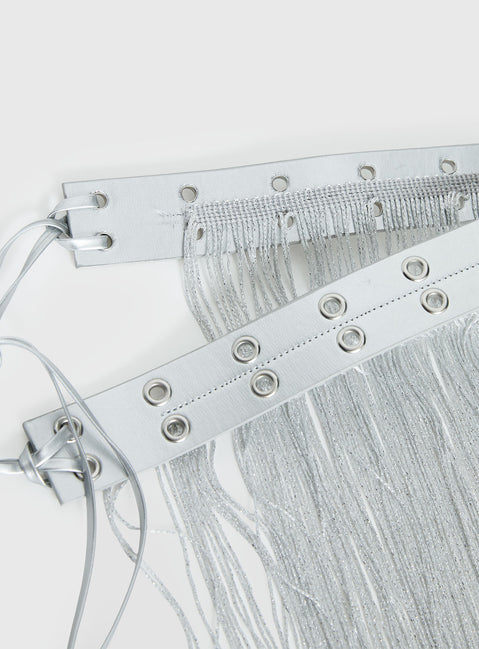 Artemas Studded Tassel Belt Silver