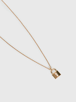 Mallary Lock Pendant Necklace Gold