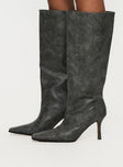 Cecil Knee High Boots Charcoal