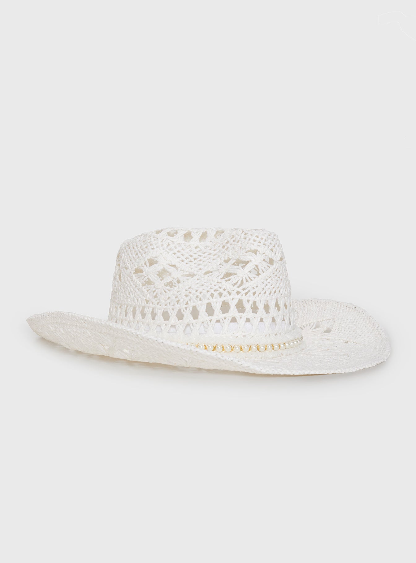 Straw cowboy hat Moulded brim, beaded detail