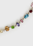 Necklace Silver-toned, coloured jewel detail, lobster clasp fastening