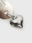 Hair clip pack Pack of 4, silver-toned, heart charm design