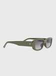 Sunglasses Rectangular shaped lenses, wide arms, gradient smoke tinted lenses, moulded nose bridge