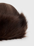 Mikella Faux Fur Hat Brown