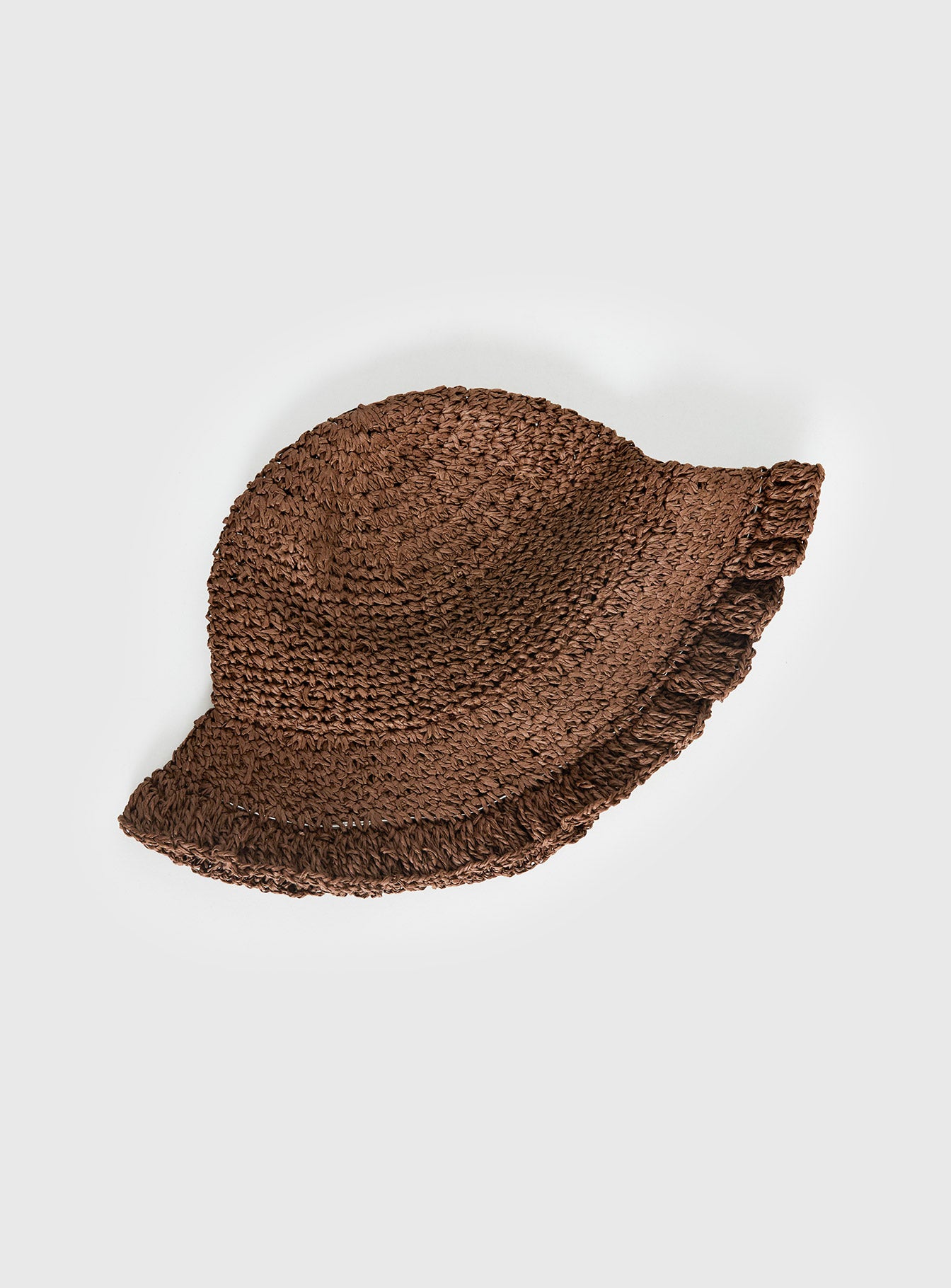 Dawnette Frill Detail Woven Hat Brown | Princess Polly