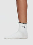 Crew socks Frill cuff, bow print