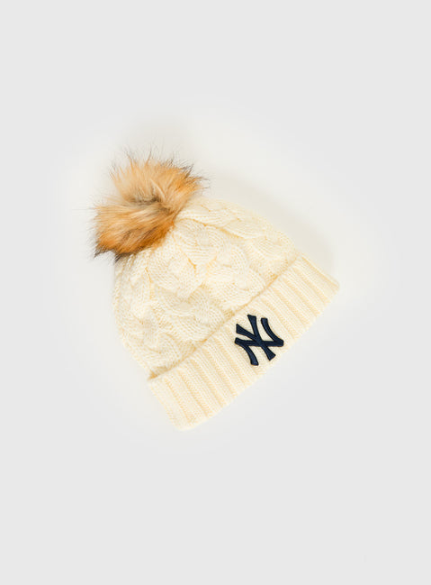 New York Yankees Knit Beanie Cream