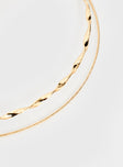 Gold-toned necklace  2 layered chain, one dainty Easy slip on 