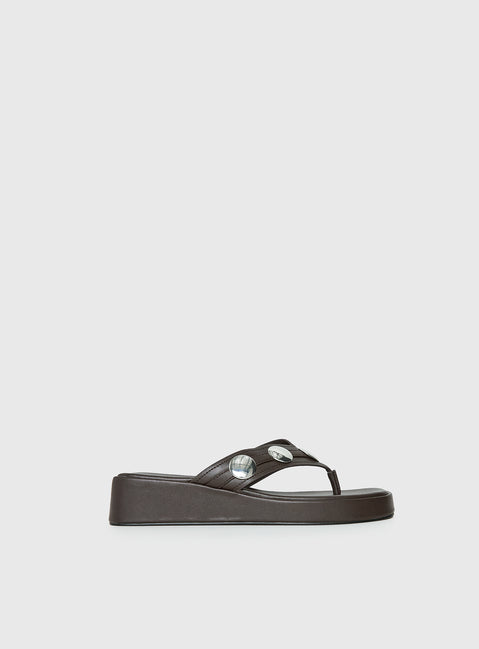 Paislee Stud Detail Sandals Brown