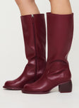 Ella Knee High Boots Burgundy