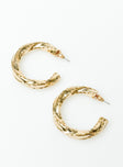 Earrings Gold toned Hoop design Stud fastening 