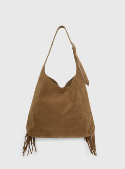 Endless Nights Tassel Faux Suede Shoulder Bag Brown