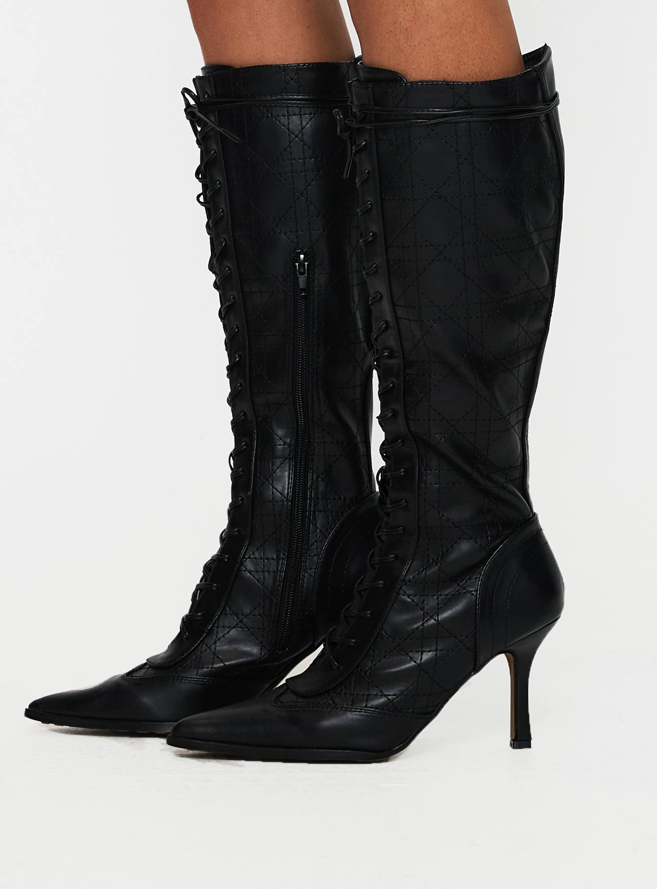 Creator Knee High Lace-Up Boots Black Creator Knee High Lace-Up Boots Black