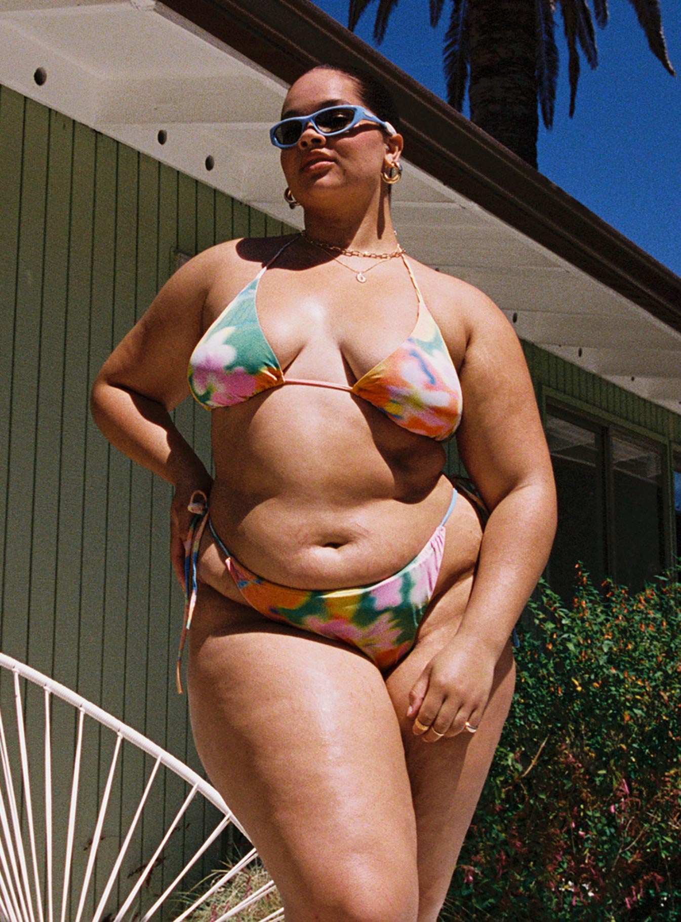 Tie side bikini bottom, floral print High cut, cheeky style, tie fastenings