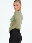 product Princess Polly Full Sleeves Asymmetric Neckline  Tasia Long Sleeve Top Green