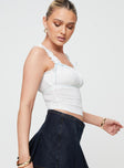 Crop top Elasticated shoulder straps, scooped neckline, ribbon detail, invisible zip fastening at side