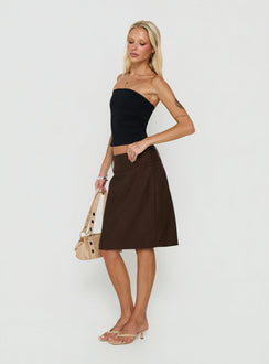Soleana Suting Midi Skirt Brown