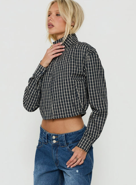 Aura Jacket Navy / Lemon Plaid