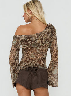 Haislee Chiffon Slouchy Long Sleeve Top Paisley