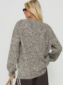 Ladiya V Neck Knit Sweater Brown Speckle