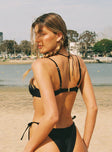 Bikini top Adjustable shoulder straps Wired cups Clasp fastening at back Unpadded Good stretch Fully lined