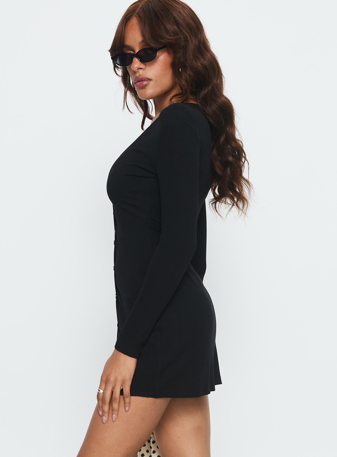 Tereza Long Sleeve Jersey Mini Dress | Black | Womens | Princess Polly Tereza Long Sleeve Jersey Mini Dress | Black | Womens | Princess Polly