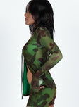 product Princess Polly Three Fourth Sleeves High Neck  JGR & STN Thorne Long Sleeve Top Green