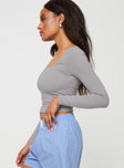 Long sleeve top Scooped neckline Fully lined, good stretch  