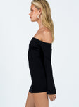 side view of model wearing Princess Polly Parisa Long Sleeve Mini Dress Black Tall Straight Neck 