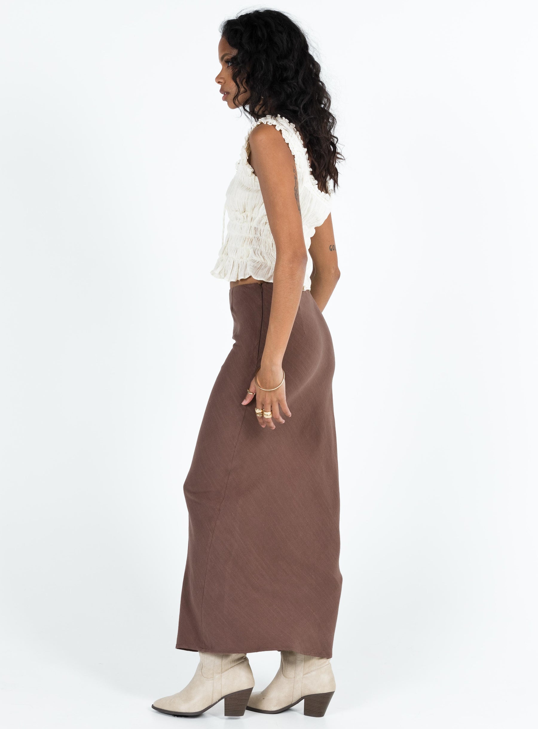 product Jodie Maxi Skirt Brown Princess Polly  Mini Skirts 