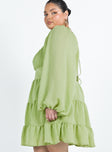 Princess Polly Sweetheart Neckline  Danny Long Sleeve Mini Dress Green Curve