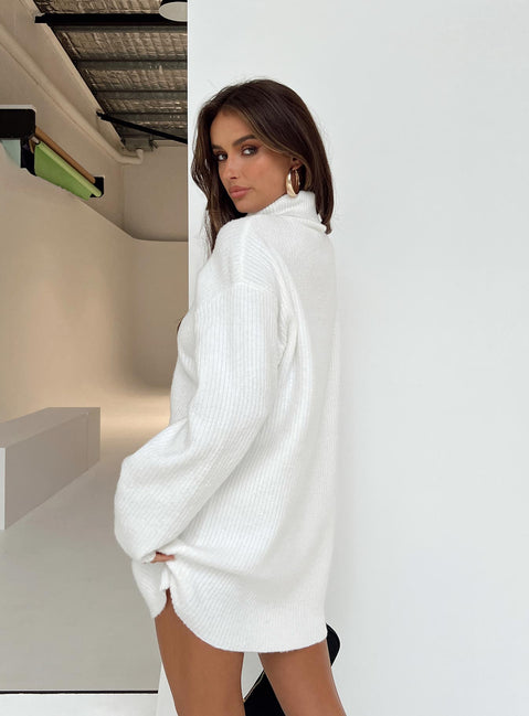 Sonelle Sweater Mini Dress White Sonelle Sweater Mini Dress White