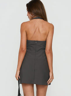 Claudina Halter Playsuit Charcoal