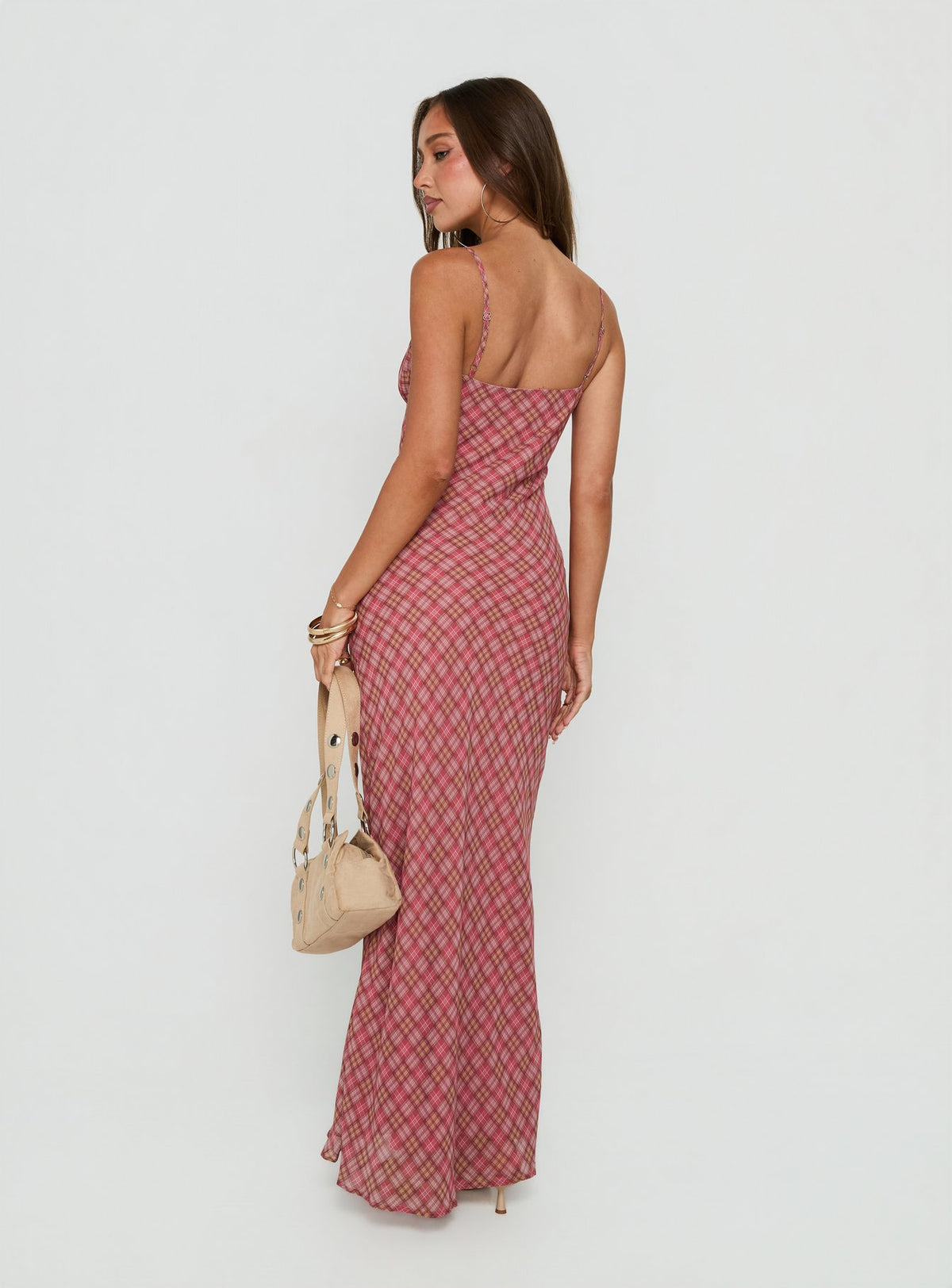Avienna Maxi Dress Pink Check