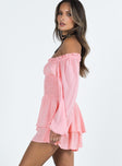 Long sleeve romper Soft textured material Shirred waistband Ruffle detailing Elasticated neckline and cuffs Can be worn on or off the shoulder Good stretch  Fully lined