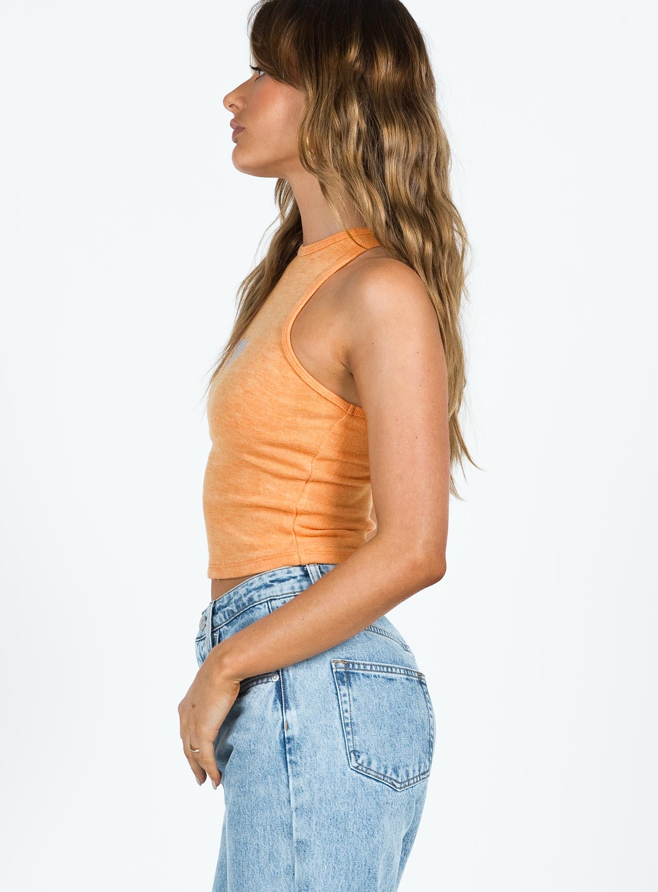 product Princess Polly Sleeveless Square Neck  Princess Polly Bubble Tank Orange / Blue