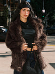 Super Trouper Faux Fur Jacket Brown