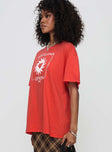 product Princess Polly Half Sleeves Crew Neck  Party In Barcelona Oversized Tee Red