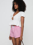 product Back To It Boxer Shorts Pink Gingham Princess Polly Low Rise Shorts 