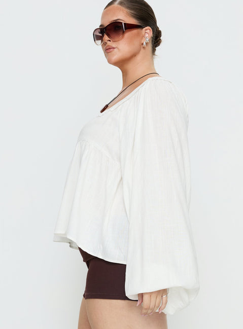 Benjie Long Sleeve Top White Curve